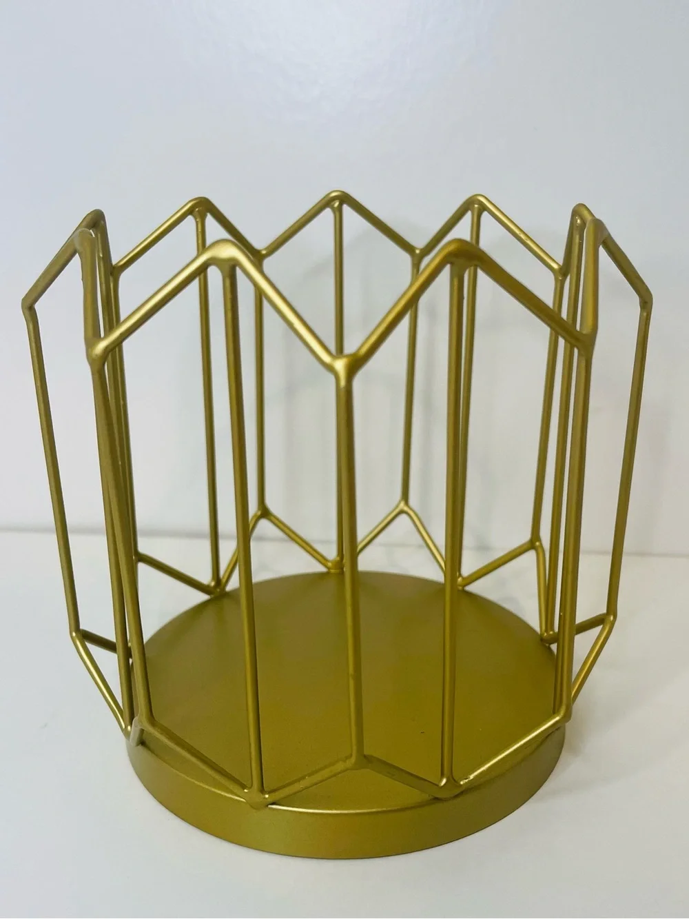 Fall Candle Holder, Gold Geometric Metal, 3 Wick candle holder, Votive candle